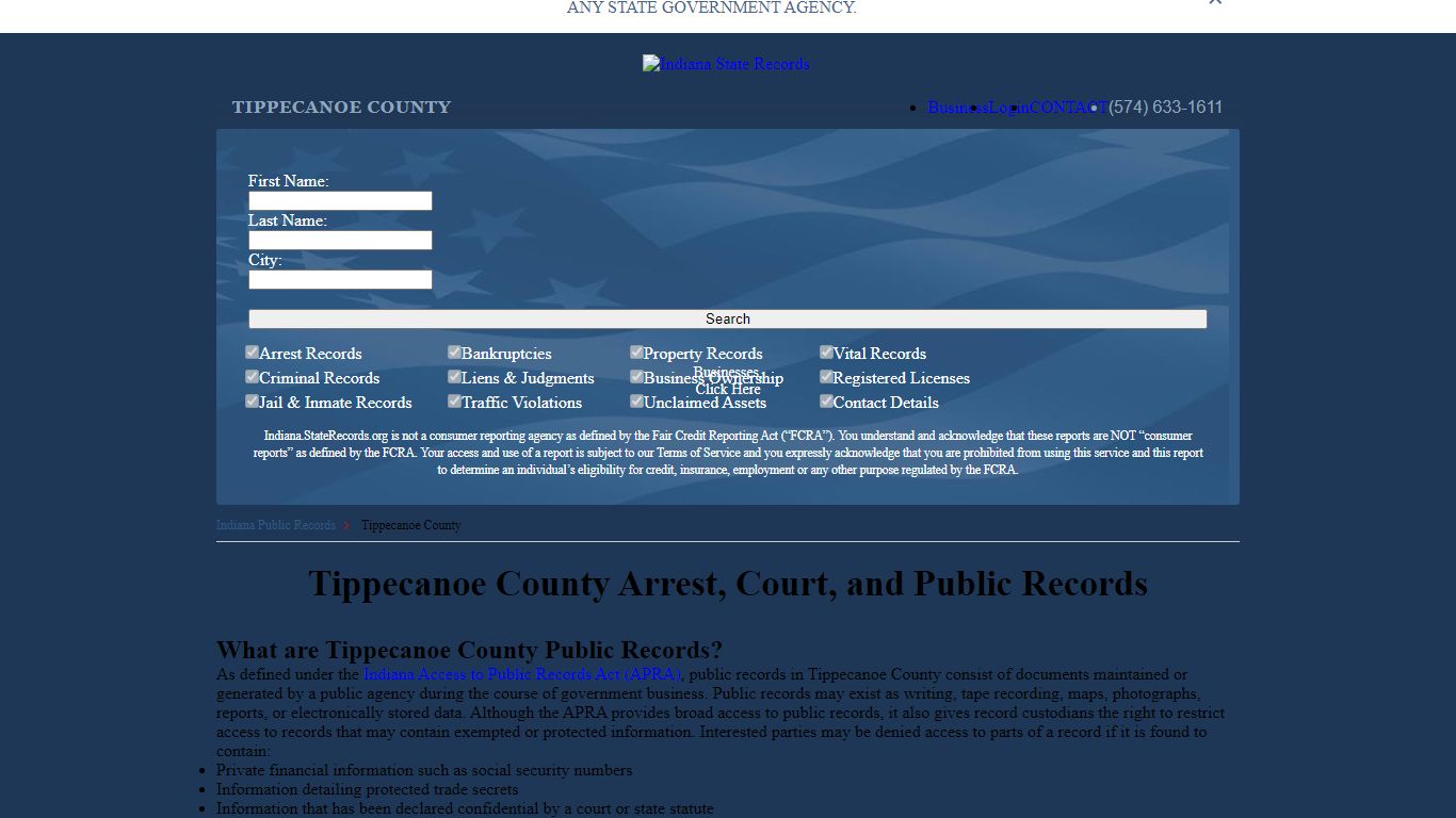 Tippecanoe County Arrest, Court, and Public Records