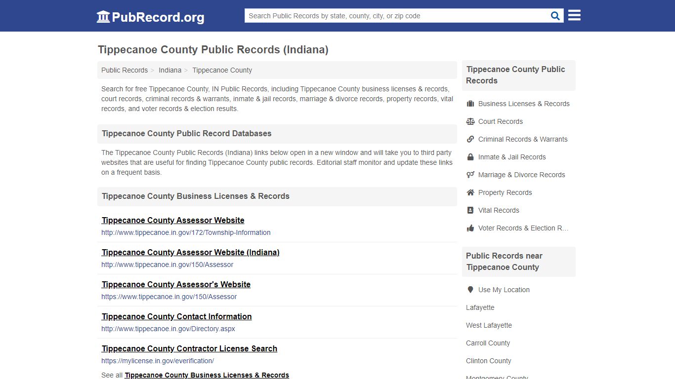 Tippecanoe County Public Records (Indiana) - pubrecord.org